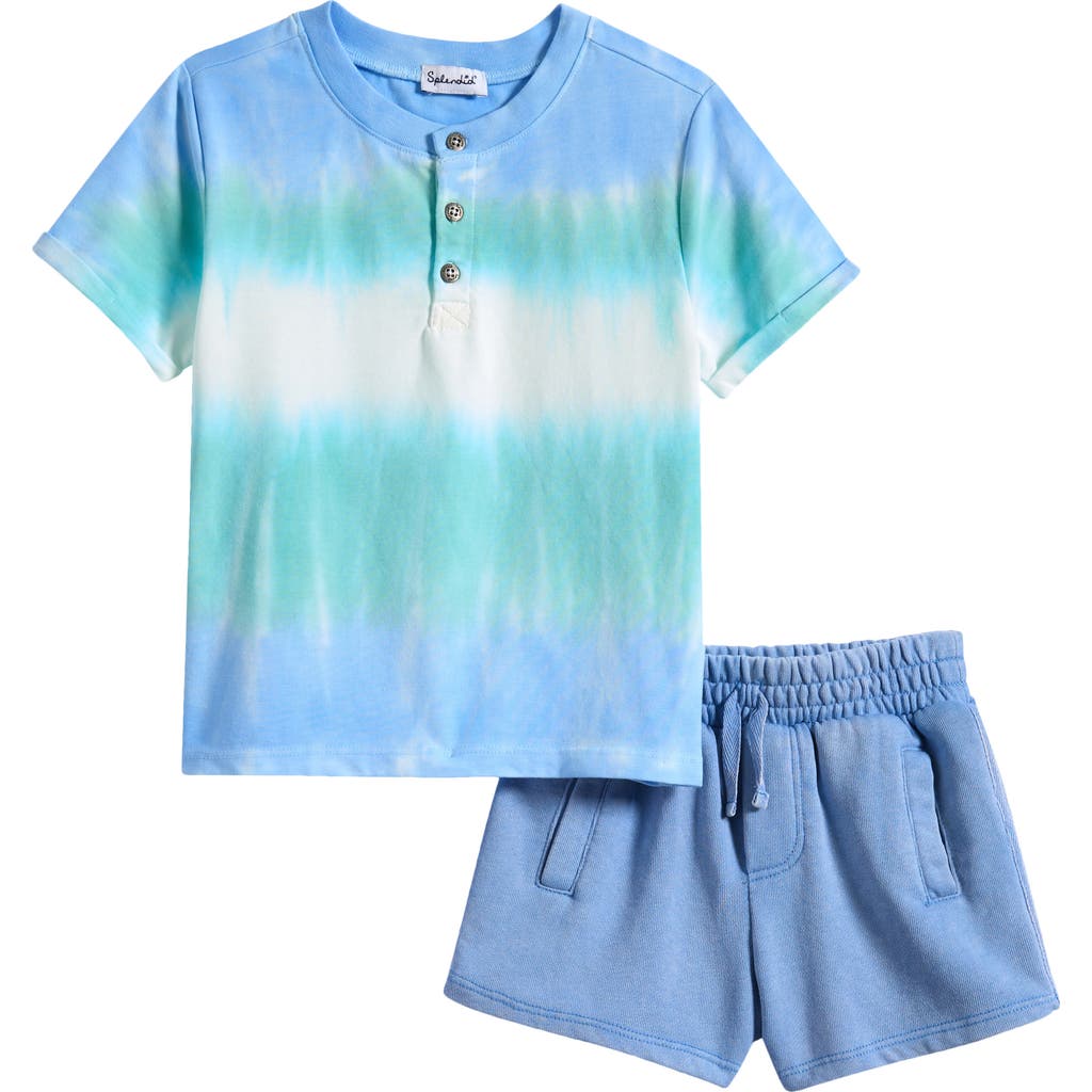 Splendid Splendid Kids' Sea Blast Tie Dye Henley & Shorts Set 