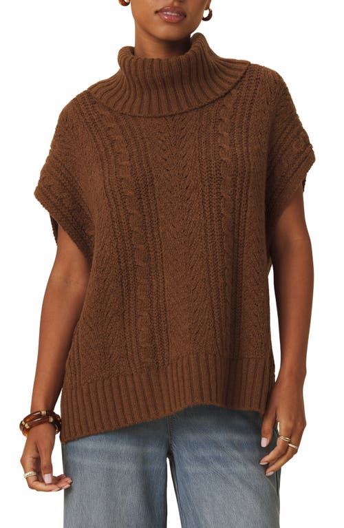 Splendid Splendid Rosalina Cable Stitch Short Sleeve Turtleneck Sweater