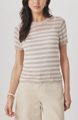 Splendid Splendid Yasmine Striped Short Sleeve Sweater