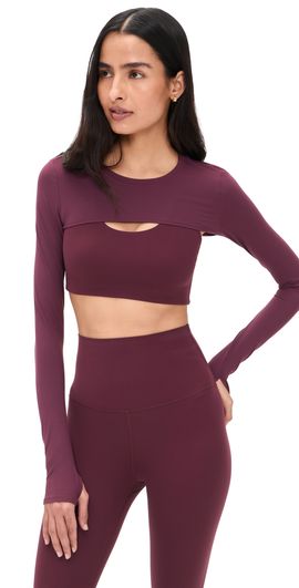 Splits59 Splits59 Amelia Airweight Lite Shrug Top DK CHERRY