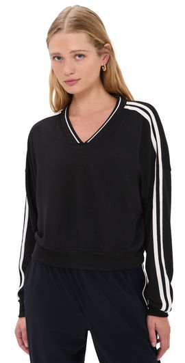 Splits59 Splits59 Ellie Fleece V Neck Sweatshirt Black/White