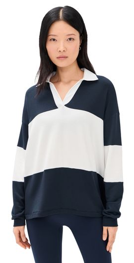 Splits59 Splits59 Katie Fleece Rugby Polo Indigo/White