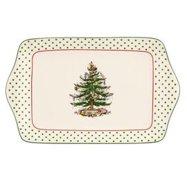 Spode Spode Christmas Tree Polka Dot Dessert Tray 12"