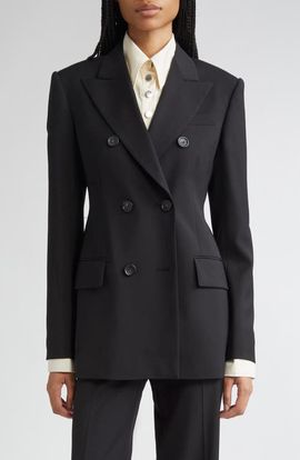 SPORTMAX SPORTMAX Adamo Double Breasted Tailored Virgin Wool Blazer