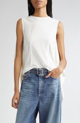 SPORTMAX SPORTMAX Cera Draped Mixed Media Sleeveless Top