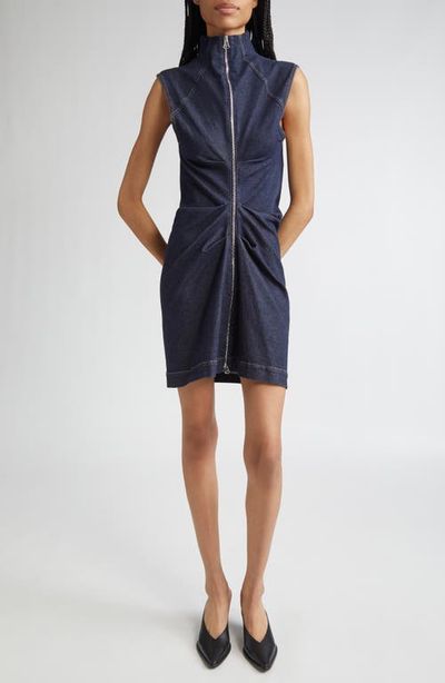 SPORTMAX SPORTMAX Cerea Full Zip Ruched Denim Dress