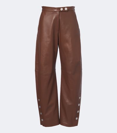 Sportmax Sportmax Leather barrel-leg pants