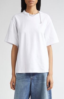 SPORTMAX SPORTMAX Oblato Chain Embellished Cotton T-Shirt