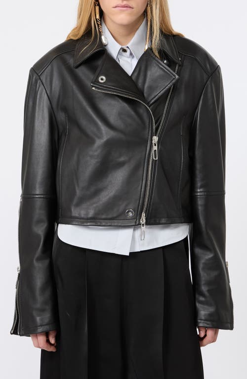 SPORTMAX SPORTMAX Vicario Fringe Lambskin Leather Crop Jacket