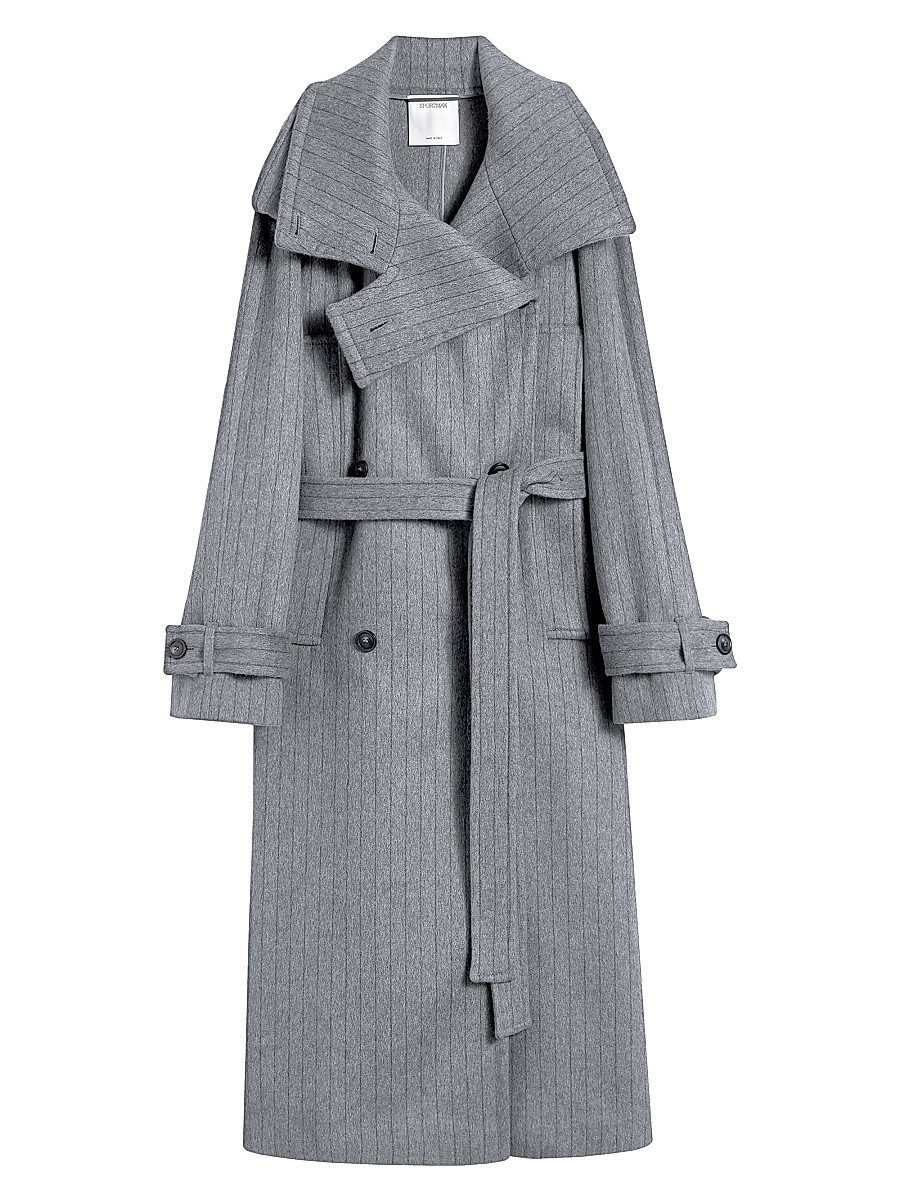Sportmax - Women's Pinstriped Trench Coat in Pure Wool