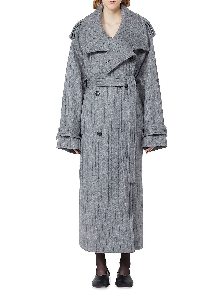 Sportmax - Women's Pinstriped Trench Coat in Pure Wool