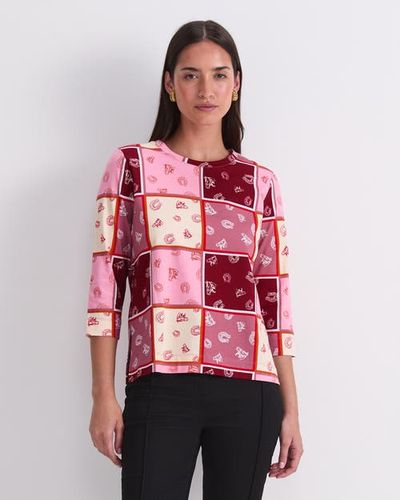 Sportscraft Sportscraft Horse Print 3/4 Sleeve Mercerized Top