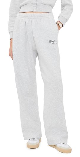 Sporty & Rich Sporty & Rich Basilo Club Script Wide Sweatpants Heather Gray