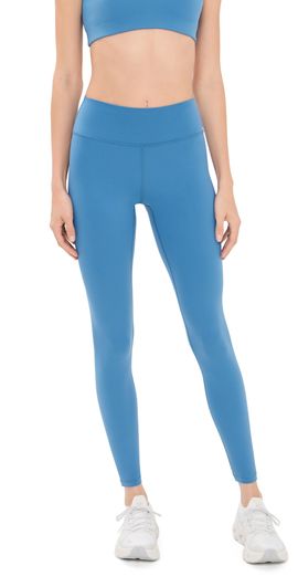 Sporty & Rich Sporty & Rich Bold Logo Full Leggings Dusty Blue White