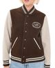 Sporty & Rich Sporty & Rich Diana Riding Club Wool Varsity Jacket Chocolate/Heather Oatmeal - 1
