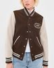 Sporty & Rich Sporty & Rich Diana Riding Club Wool Varsity Jacket Chocolate/Heather Oatmeal - 2