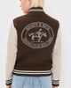 Sporty & Rich Sporty & Rich Diana Riding Club Wool Varsity Jacket Chocolate/Heather Oatmeal - 3