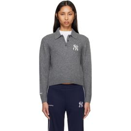 Sporty & Rich Sporty & Rich Gray Heritage Yankees Serif Cashmere Polo