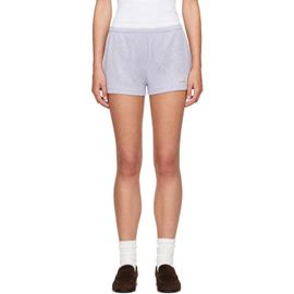 Sporty & Rich Sporty & Rich Gray Signature Logo Ribbed House Shorts
