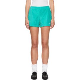 Sporty & Rich Sporty & Rich Green Signature Logo Terry Shorts