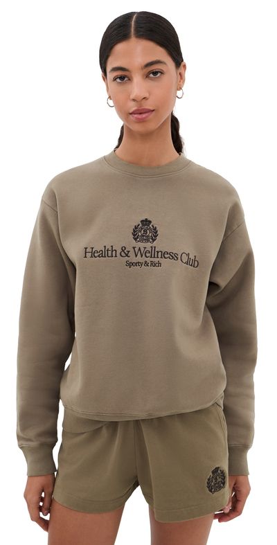Sporty & Rich Sporty & Rich H & W Crest Embroidered Crewneck Sand