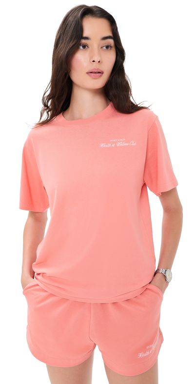Sporty & Rich Sporty & Rich Health and Wellness Club T-Shirt Flamingo White