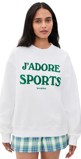 Sporty & Rich Sporty & Rich Jadore Flocked Crewneck Sweatshirt White Kelly