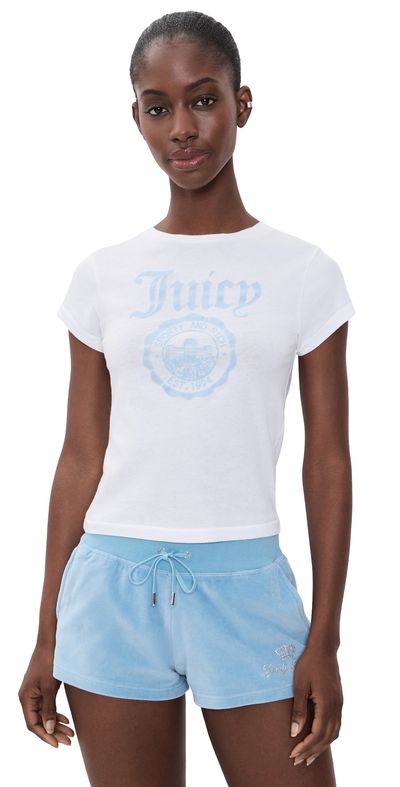 Sporty & Rich Sporty & Rich Juicy Emblem Essentials Tee White/Sky Blue