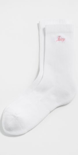 Sporty & Rich Sporty & Rich Juicy Script Socks White/Rose One