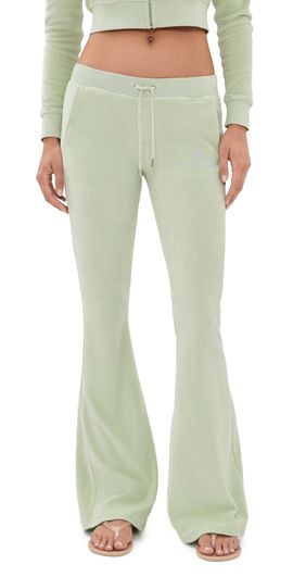 Sporty & Rich Sporty & Rich Juicy Script Velour Sweatpants Sage