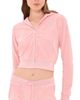 Sporty & Rich Sporty & Rich Juicy Script Velour Zip Hoodie Rose - 1