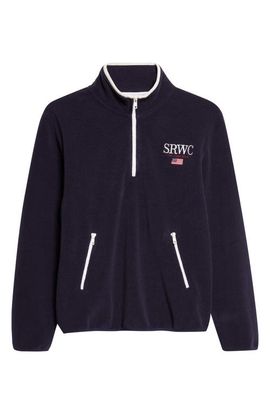 Sporty & Rich Sporty & Rich Nautical Embroidered Polar Fleece Half Zip Sweatshirt
