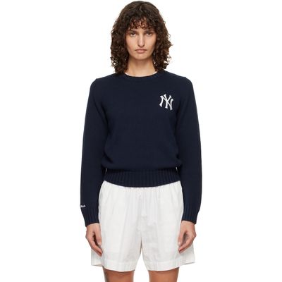 Sporty & Rich Sporty & Rich Navy Heritage Yankees Serif Knitted Sweater