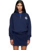 Sporty & Rich Sporty & Rich Navy NY Crest Embroidered Quarter Zip Sweatshirt - 1