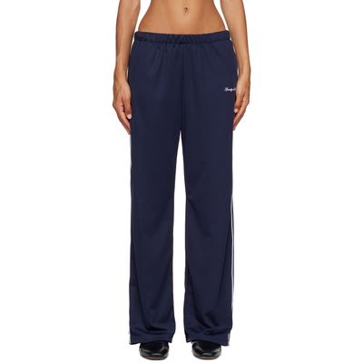 Sporty & Rich Sporty & Rich Navy Signature Logo Retro Track Pants