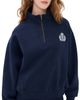 Sporty & Rich Sporty & Rich NY Crest Embroidered Quarter Zip Dark Navy - 1