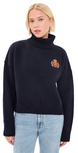Sporty & Rich Sporty & Rich NY Crest Wool Turtleneck Dark Navy
