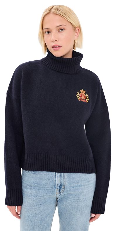 Sporty & Rich Sporty & Rich NY Crest Wool Turtleneck Dark Navy