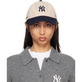 Sporty & Rich Sporty & Rich Off-White & Navy '47 Edition Yankees Serif Wool Cap