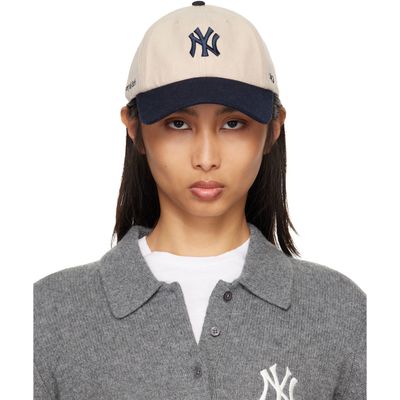 Sporty & Rich Sporty & Rich Off-White & Navy '47 Edition Yankees Serif Wool Cap