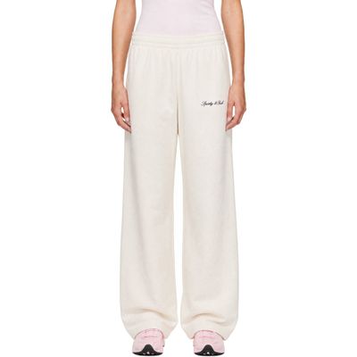 Sporty & Rich Sporty & Rich Off-White Signature Logo Embroidered Wide Sweatpants