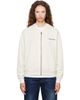 Sporty & Rich Sporty & Rich Off-White Signature Logo Embroidered Zip Hoodie - 1