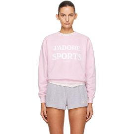 Sporty & Rich Sporty & Rich Pink 'J'Adore' Flocked Crewneck Sweatshirt
