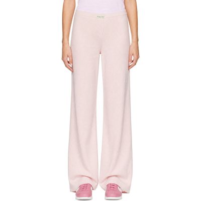 Sporty & Rich Sporty & Rich Pink Signature Logo Ribbed House Lounge Pants