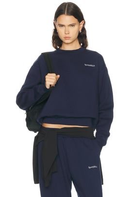 Sporty & Rich Sporty & Rich Serif Logo Embroidered Crewneck Sweatshirt