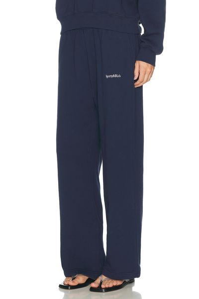 Sporty & Rich Sporty & Rich Serif Logo Embroidered Wide Sweatpant
