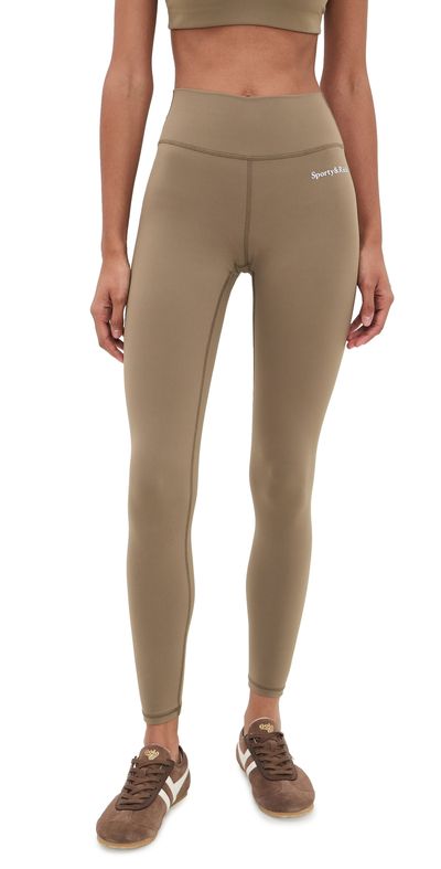 Sporty & Rich Sporty & Rich Serif Logo Leggings Sand White