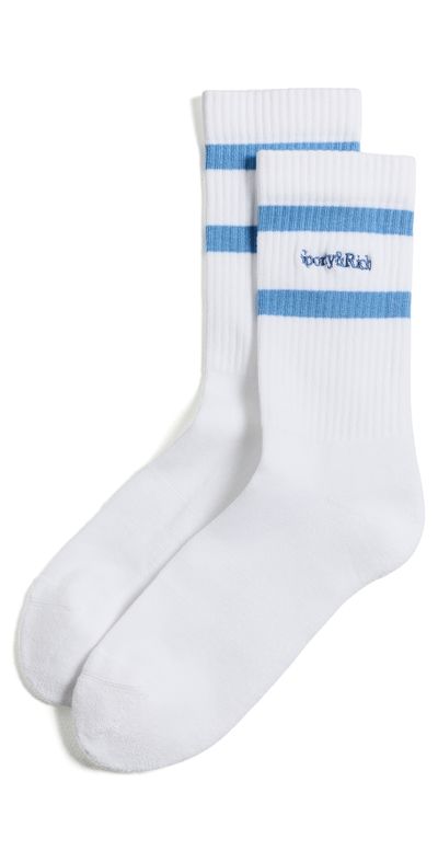 Sporty & Rich Sporty & Rich Serif Logo Socks White/Softee Natural One