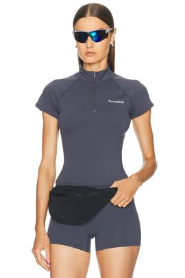 Sporty & Rich Sporty & Rich Serif Logo Sports Quarter Zip Top