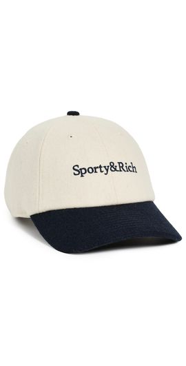 Sporty & Rich Sporty & Rich Serif Logo Wool Hat Off White/Dark Navy One